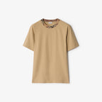 T-SHIRT EN COTON A CARREAUX BEIGE